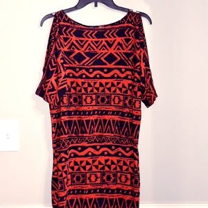 Orange/Navy Tunic Dress Medium